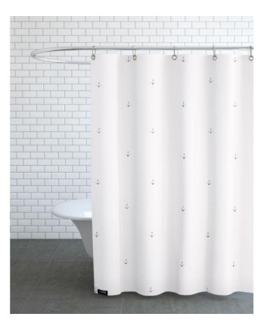 Rideau de douche en polyester en blanc ivoire & gris 150x200