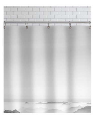 Rideau de douche en polyester en blanc & gris 150x200