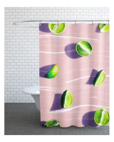 Rideau de douche en polyester en rose & vert 150x200