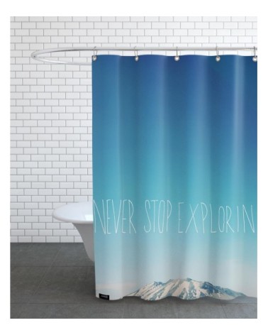 Rideau de douche en polyester en blanc & bleu 150x200