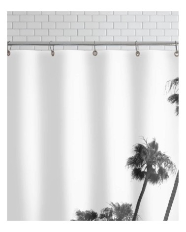 Rideau de douche en polyester en blanc & gris 150x200