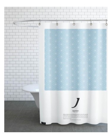 Rideau de douche en polyester en blanc & bleu 150x200