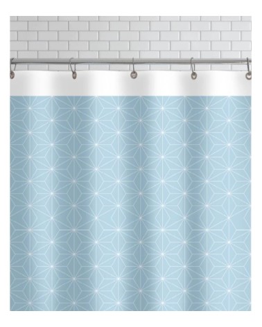 Rideau de douche en polyester en blanc & bleu 150x200