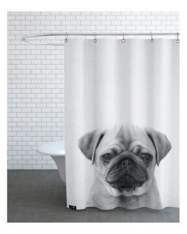 Rideau de douche en polyester en blanc & noir 150x200