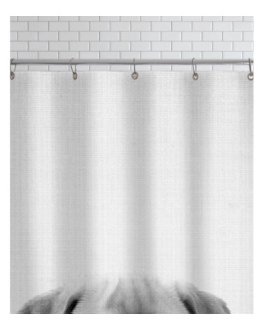 Rideau de douche en polyester en blanc & noir 150x200