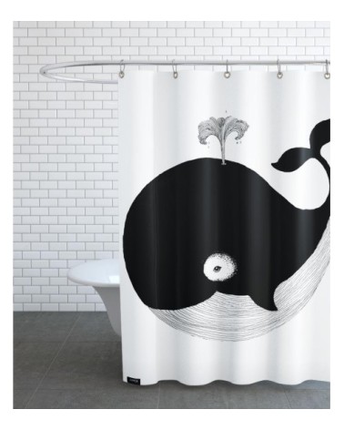 Rideau de douche en polyester en blanc & noir 150x200