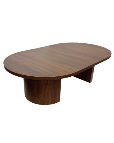 Table basse ovale 120 cm moderne effet bois foncé
