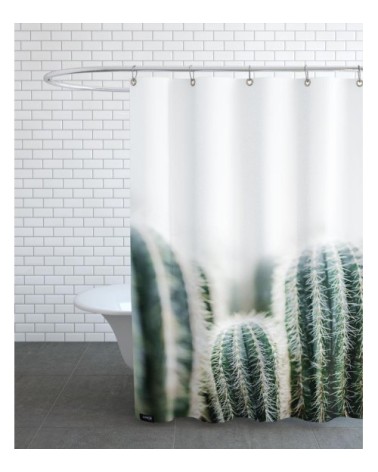 Rideau de douche en polyester en blanc & vert 150x200