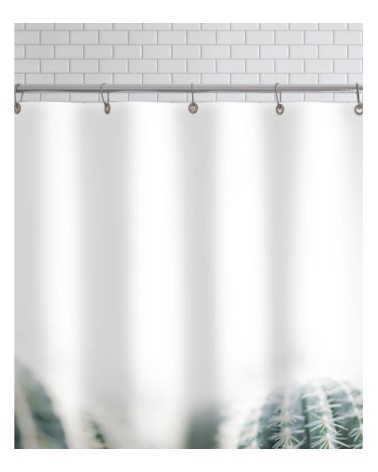 Rideau de douche en polyester en blanc & vert 150x200