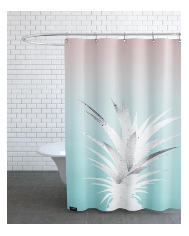 Rideau de douche en polyester en blanc & rose 150x200