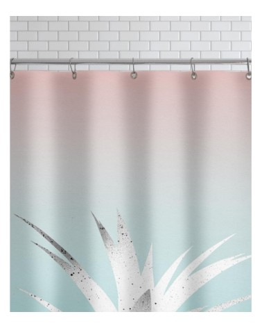 Rideau de douche en polyester en blanc & rose 150x200