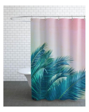 Rideau de douche en polyester en rose & vert 150x200