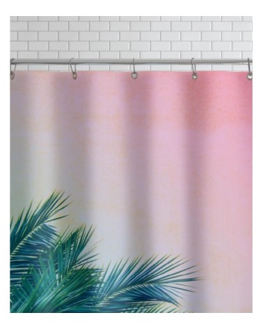 Rideau de douche en polyester en rose & vert 150x200