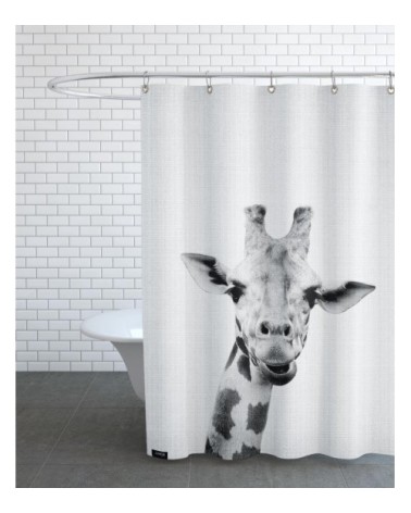 Rideau de douche en polyester en blanc & noir 150x200