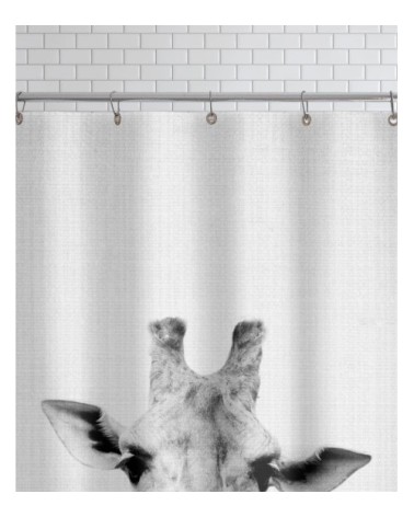 Rideau de douche en polyester en blanc & noir 150x200