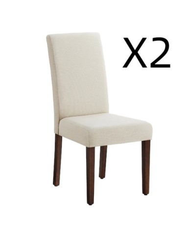 Lot de 2 chaises de salle à manger 58 x 48 x 100 cm blanc crème