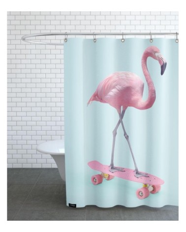 Rideau de douche en polyester en bleu & rose 150x200