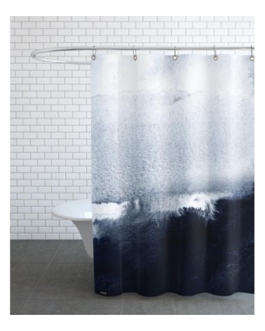 Rideau de douche en polyester en blanc & bleu 150x200