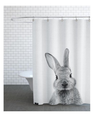 Rideau de douche en polyester en blanc & noir 150x200