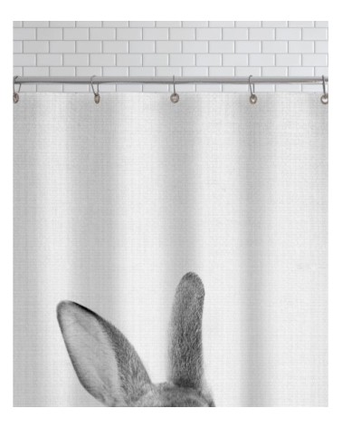 Rideau de douche en polyester en blanc & noir 150x200