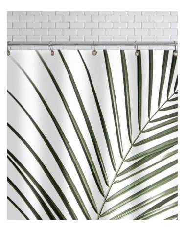Rideau de douche en polyester en blanc & vert 150x200