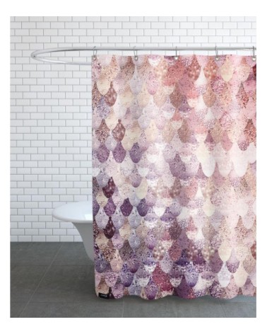 Rideau de douche en polyester en gris & violet 150x200