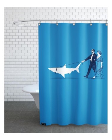 Rideau de douche en polyester en bleu 150x200