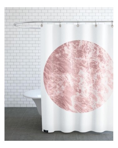 Rideau de douche en polyester en blanc & rose 150x200