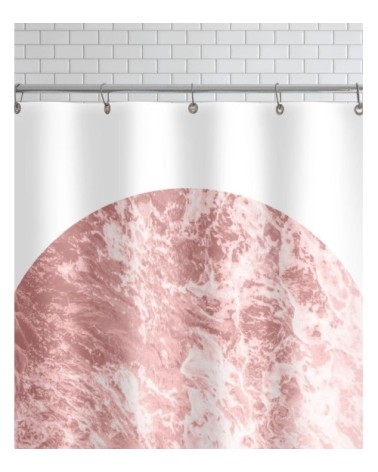 Rideau de douche en polyester en blanc & rose 150x200