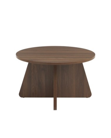 Table basse ronde effet noyer