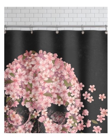 Rideau de douche en polyester en noir & rose 150x200