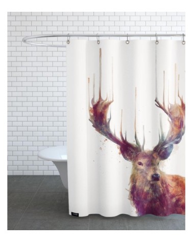 Rideau de douche en polyester en blanc ivoire & marron 150x200