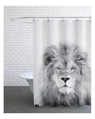 Rideau de douche en polyester en blanc & gris 150x200