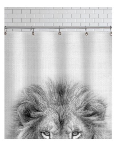 Rideau de douche en polyester en blanc & gris 150x200