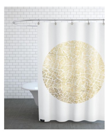 Rideau de douche en polyester en blanc & jaune 150x200