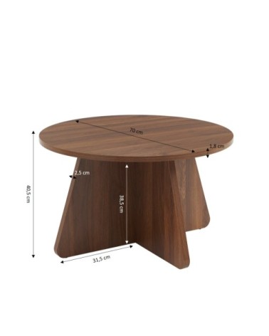 Table basse ronde effet noyer