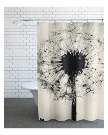 Rideau de douche en polyester en blanc & noir 150x200