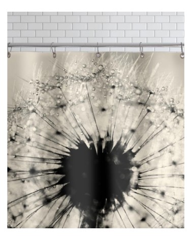 Rideau de douche en polyester en blanc & noir 150x200