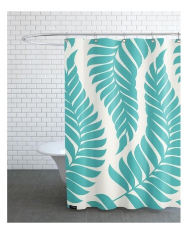 Rideau de douche en polyester en blanc & turquoise 150x200