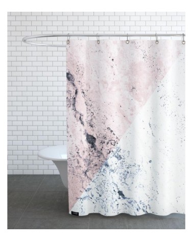 Rideau de douche en polyester en blanc & gris 150x200