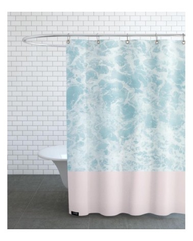 Rideau de douche en polyester en bleu & rose 150x200