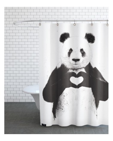 Rideau de douche en polyester en blanc & noir 150x200