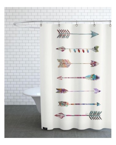 Rideau de douche en polyester en blanc & multicolore 150x200