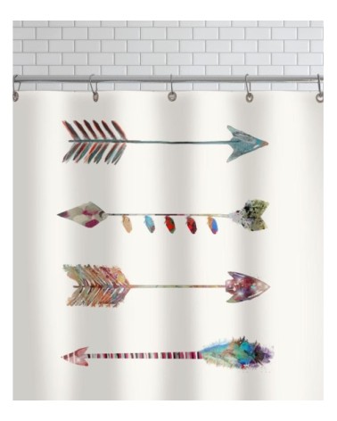 Rideau de douche en polyester en blanc & multicolore 150x200