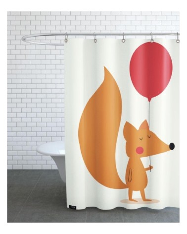 Rideau de douche en polyester en blanc & rouge 150x200