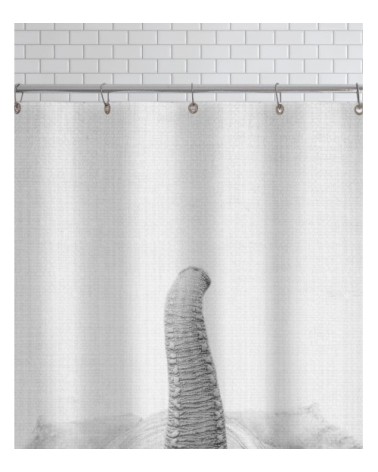 Rideau de douche en polyester en blanc & noir 150x200