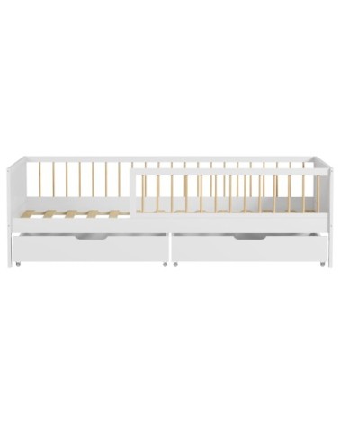 Lit pour enfant avec tiroirs 190x90cm blanc bois