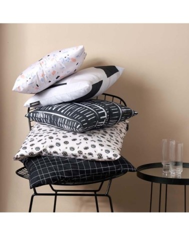 Coussin en microfibre en blanc ivoire & gris 30x30