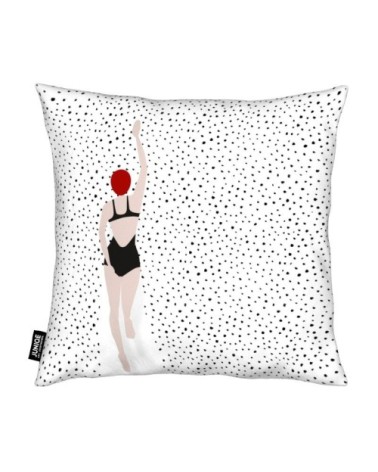Coussin en microfibre en blanc & bleu 40x40
