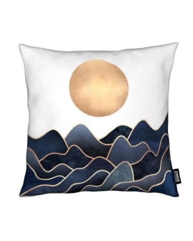 Coussin en microfibre en blanc & bleu 50x50